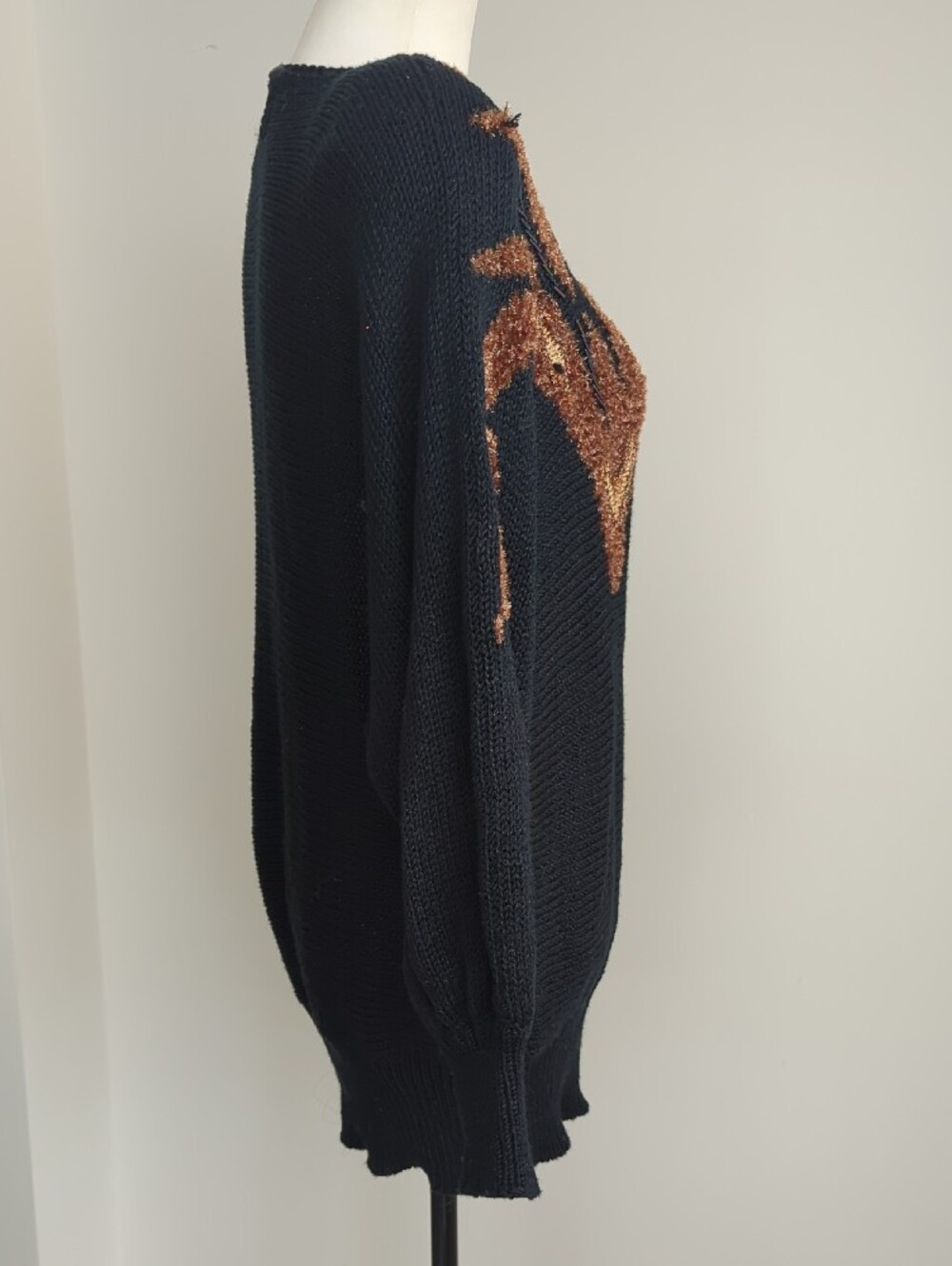 Vtg 1980s Avant Garde Wearable Art Textured Phoenix Flame Knit Sweater LARGE - Picture 7 of 12